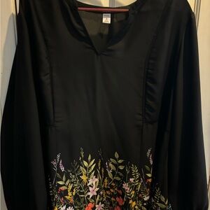 Floral Black Top